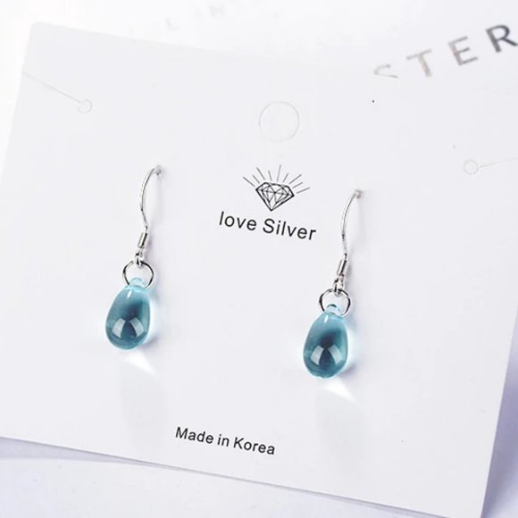*925 Sterling Silver Crystal Waterdrop Earrings a - Picture 2 of 5